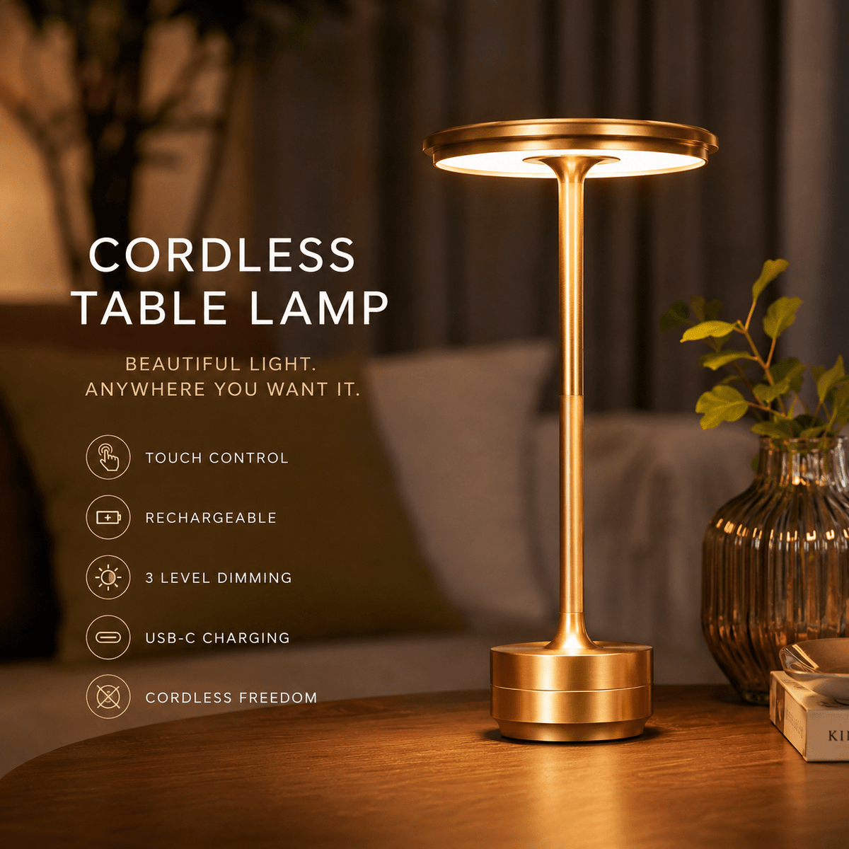 Luma Cordless Touch Lamp - IK LifeStyle