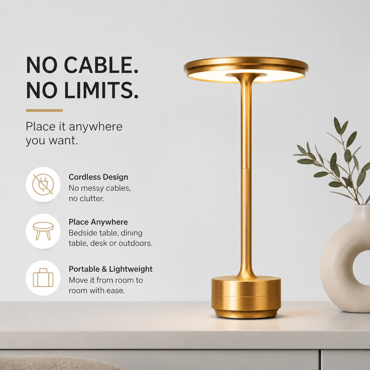 Luma Cordless Touch Lamp - IK LifeStyle