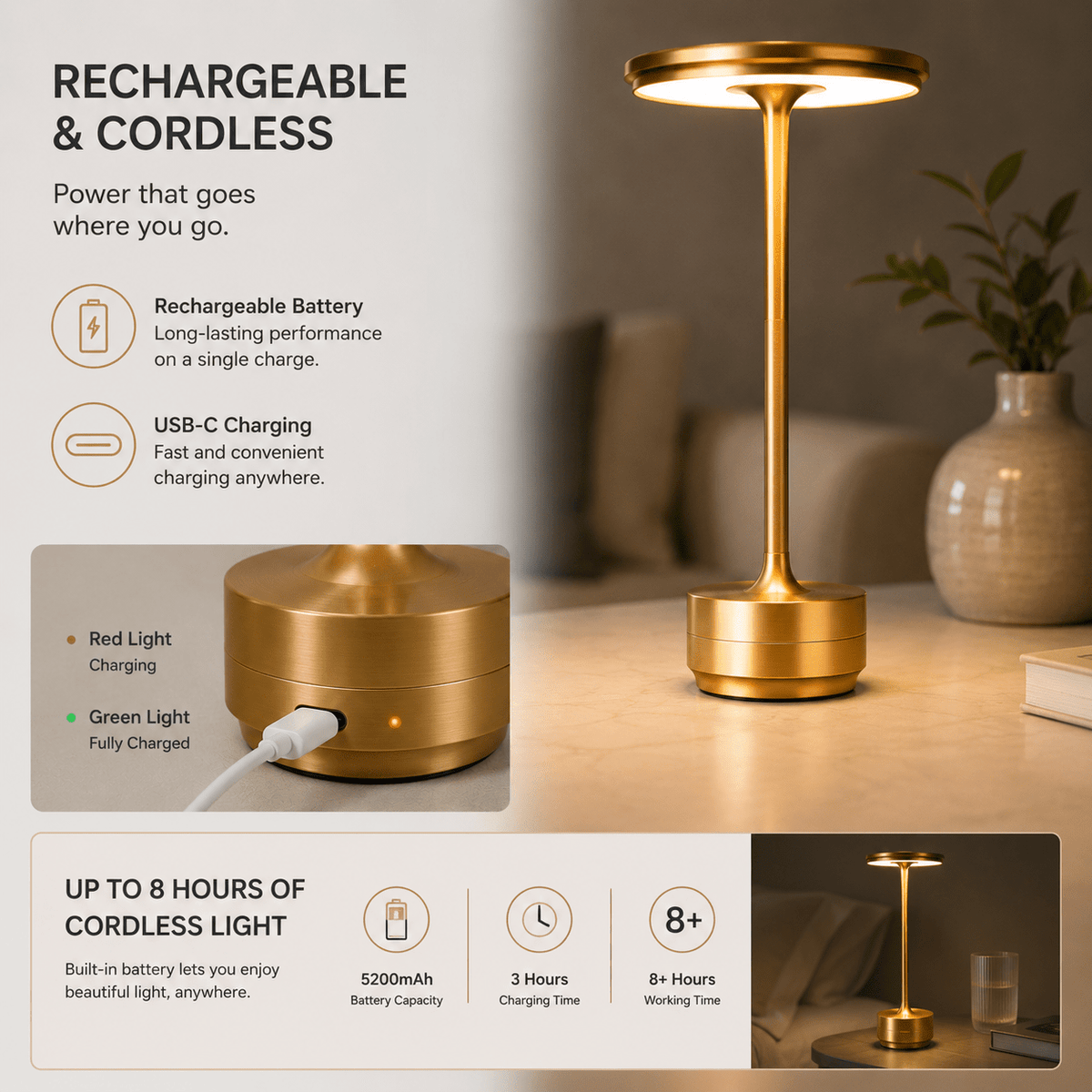 Luma Cordless Touch Lamp - IK LifeStyle